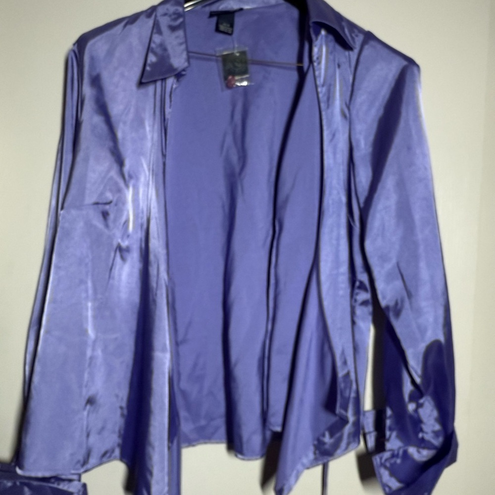 VENEZIA SET Deep Lavender Satin 2-pc (Wrap Top AND Long Skirt)